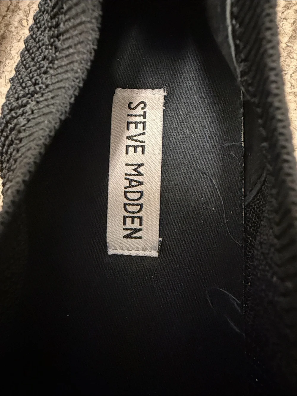 Steve Madden Black Knit Slip-On Sneakers for Women
